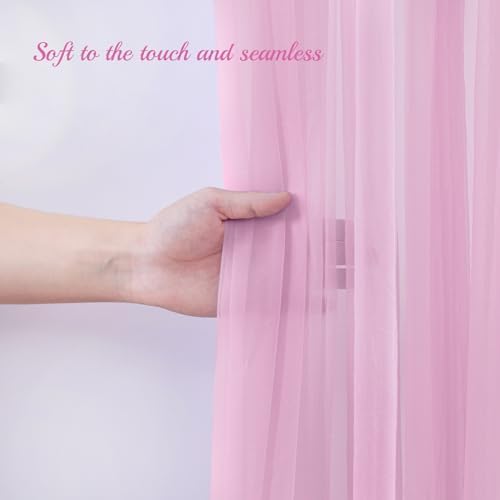 10x10ft Pink Tulle Backdrop Curtain with Lights String for Parites, Sheer Backdrop Drapes for Baby Shower Wedding Birthday Party Photo Shoot Decorations - Image 4