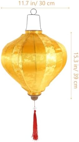 ORFOFE Diamond-Shaped Vietnamese Hanging Lantern, 12-Inch Yellow Cloth Lantern with Tassel for Wedding, Party, Festival, and Home Decoration - Image 6