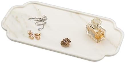 MARMOR Natural Calacatta Marble Tray, Luxury Vanity Tray for Bathroom Counter, Perfume Organizer, Jewelry Tray, Candle Holder Decor, Kitchen Countertop Organizer, Elegant Home Decorative Tray Gift by Marmor