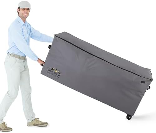 NettyPro Rolling Cushion Storage Bags with Wheel and Handle, Outdoor Patio Large Storage Container for Furniture Pillow Christmas Tree 9 Ft, 65 x 20 x 28 Inch, Grey by NettyPro