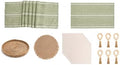 Britimes Table Runner Set, Green Leaf Stripe, 26 Pack, Cotton Linen, Boho by Britimes