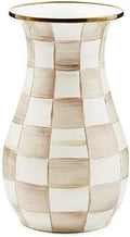 MACKENZIE-CHILDS Enamel Tall Vase, Brown-and-White Mocha Check by Unknown