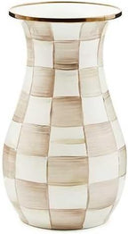 MACKENZIE-CHILDS Enamel Tall Vase, Brown-and-White Mocha Check by Unknown