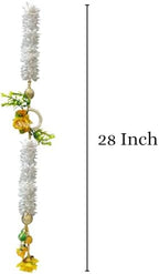 Divyakosh White Gajra Flowers & Yellow Rose Multipurpose Wall Side Hanging Pack of 2 Strings, Artificial Flower Latkan for Temple|Diwali Pooja Door Décoration - 28 Inch, Medium, Style 6 - Image 5
