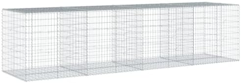 vidaXL Gabion Basket with Cover 157.5"x39.4"x39.4" Galvanized Iron - Image 7