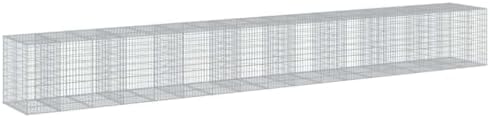 vidaXL Gabion Basket with Cover - Galvanized Iron - 334.6"x39.4"x39.4" - Tool-Free Assembly - Versatile Outdoor Use - Sturdy and Weather- Structure - Image 7