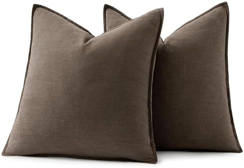 MIULEE Decorative Linen Euro Sham Pillow Covers 24x24 Inch Coffee - Image 7