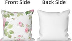 Pink Roses Throw Pillow Covers Blooming Floral Set of 4 Vintage Countryside Small Flower Green Leaves Linen Square Pillowcases for Couch Sofa Bedroom Patio Farmhouse Chair 26x26 Inch - Image 7