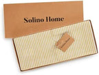 Solino Home 100% Linen Table Runner, 14 x 132 in, Mustard and White Striped - Image 6