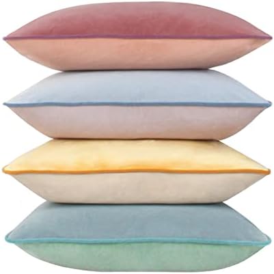 Throw Pillow Covers 20x20 Set of 4 Soft Velvet Couch Cushion Covers Modern 8-Colors Designs Pillowcases Decorative Cushion Cases for Sofa Bedroom Home Decor(Morandi Series) by Btyrle