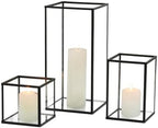 PHOSPHOR Glass Hurricane Candle Holder Set of 3 PCS Black Hurricane Candleholders for Wedding Party Holiday Birthday Home Decor Lanter - Image 5