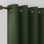 KOUFALL Dark Olive Green Blackout Curtains 84 Inches Long Moss Green Vintage Curtain with Bronze Gold Grommets,Natural Boho Mid Century Modern Curtains & Drapes for Living Room Bedroom by KOUFALL
