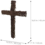 EXCEART Easter Rattan Cross Wreath, 3pcs Cross Shaped Grapevine Wreath Religious Form Base Twig Swag Frame Garland Ring for Church Front Door Wedding 16.9in - Image 5