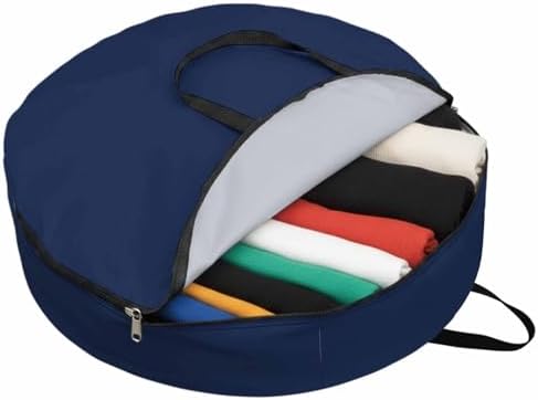 36 Inch Round Storage Bag 1 Pack,Modern Solid Color Navy Blue Waterproof Wreath Storage Container with Handles&Zipper Minimalist Pure Bleu Marine Closet Organizer Bags Garland Box - Image 2