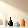 Set of 4 Small Matte Ceramic Vases - Modern & Bohemian Decor for Home, Office, Shelve, Living Room Table, Mantel, Bedroom, Entryway, Rustic Farmhouse Decorative Vases & More（Hademade by YAOBAOX