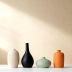 Set of 4 Small Matte Ceramic Vases - Modern & Bohemian Decor for Home, Office, Shelve, Living Room Table, Mantel, Bedroom, Entryway, Rustic Farmhouse Decorative Vases & More（Hademade by YAOBAOX