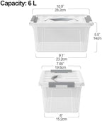 6L Clear Storage Latch Bins, 6-Pack Organizer Box with Handle - Image 2