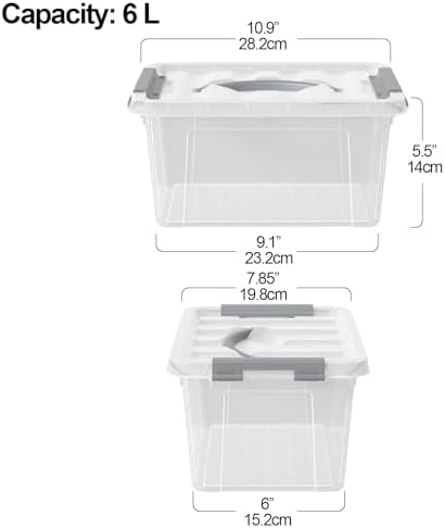 6L Clear Storage Latch Bins, 6-Pack Organizer Box with Handle - Image 2