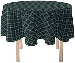 Fabric Textile Products | Blue & Green Tartan Tablecloth | Plaid Round Tablecloth | 120" Round | Machine Washable and Stain-Resistant for Easy Care | Made in The USA by FabricTextileProductsInc