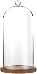 Farmlyn Creek Glass Dome Cloche Display Case - 5.1 x 5.1 x 10 in, Clear Dome & Wood Base - Cloche & Glass Cover - Succulent & Collectible Display by FarmlynCreek