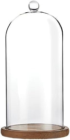 Farmlyn Creek Glass Dome Cloche Display Case - 5.1 x 5.1 x 10 in, Clear Dome & Wood Base - Cloche & Glass Cover - Succulent & Collectible Display by FarmlynCreek
