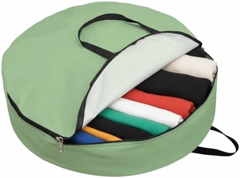 24 Inch Round Storage Bag 1 Pack,Avocado Green Solid Color Waterproof Wreath Storage Container with Handles&Zipper Modern Minimalist Style Closet Organizer Bags Garland Box - Image 2