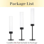 Hewory Black Taper Candle Holders: Candlestick Holders Set of 3 Hurricane Glass Tall Candle Holder for Candlesticks Candle Sticks Holder Decor for Table Centerpiece Wedding Party Christmas Decorations - Image 7