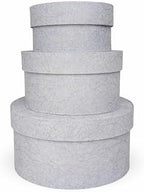 Sarah's Hat Boxes – Pale Gray with Metallic Silver Design Decorative Gift Box Set of 3 | Elegant Reusable Storage Boxes for Gifts, Keepsakes, Jewelry, or Special Items | Unique Printed Design by SarahsHatBoxes