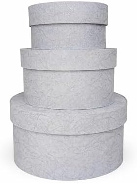Sarah's Hat Boxes – Pale Gray with Metallic Silver Design Decorative Gift Box Set of 3 | Elegant Reusable Storage Boxes for Gifts, Keepsakes, Jewelry, or Special Items | Unique Printed Design by SarahsHatBoxes