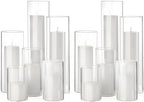 Shihanee 6 Glass Cylinder Vase Pillar Candle,White,Set of 12 by Shihanee