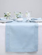 Solino Home 100% Linen Table Runner Sky Blue, Classic Hemstitch 14 x 108 in by SolinoHome