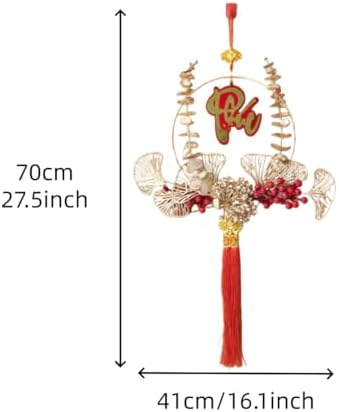 KYMY Vietnamese New Year Hanging Ornament – 2026 Year of The Horse Tết Wreath Pendant with Tết Symbol, 27.5 Inch Gold Leaf Red Berry Lunar New Year Decoration for Wall Door Window - Image 7