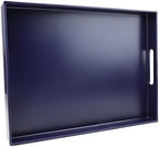 Navy Blue Serving Tray for Coffee Table, Rectangular Plastic Decorative Tray with Handles for Entertaining, Outdoor Patio, Living Room, Ottoman, Bathroom Counter, 11.8”*15.7”*1.6” by SforGUVA