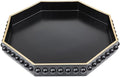 Black Serving Tray for Coffee Table, Octagonal Beaded Plastic Decorative Tray for Ottoman, Kitchen Counter, Living Room, Outdoor Lacquer Tray for Entertaining by SforGUVA