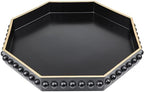 Black Serving Tray for Coffee Table, Octagonal Beaded Plastic Decorative Tray for Ottoman, Kitchen Counter, Living Room, Outdoor Lacquer Tray for Entertaining by SforGUVA