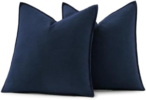 MIULEE Decorative Linen Pillow Covers 24x24 Inch Navy Blue - Image 6
