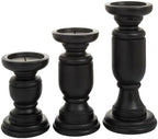 Deco 79 Mango Wood Decorative Candle Holder Turned Style Pillar Candle Stand, Set of 3 Candlestick Holder 10', 8', 6'H, Black - Image 3