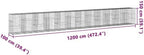 vidaXL Galvanized Gabion Basket w/Cover - Silver Iron 472.4"x39.4"x59.1" - Outdoor Landscaping & Retaining Walls - Versatile Tool-Free Assembly - Image 3