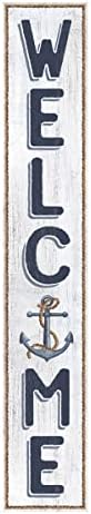 Welcome With Anchor Sign for Front Door, 4ft Tall Front Porch Decor, Vertical Wooden Signs for Front Porch, Rustic Farmhouse Wood Porch Decorations Outdoor by LERJIMUX