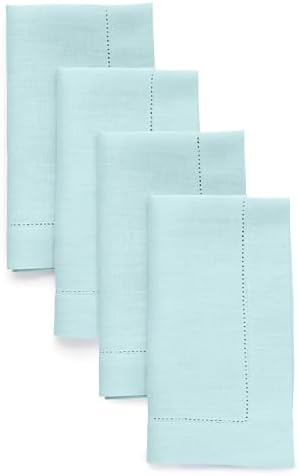 Solino Home 100% Pure Linen Dinner Napkins Aqua Blue, 20 x 20 in, Set of 4 by SolinoHome