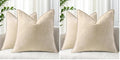decorUhome Spring Couch Throw Pillow Covers 18x18 Set of 2, Decorative Soft Velvet Neutral Chenille Pillow Covers with Elegant Design for Sofa Bed Living Room Home Decor, Beige (Pack of 2) by decorUhome