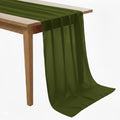 MDS Pack of 15 | Olive Green | 14ft Chiffon Table Runner 29x170 Inches Long Romantic Rustic Sheer Gauze Runner for Wedding Bridal Shower Birthday Banquets Engagement Spring Easter Boho Decorations by MDS