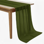 MDS Pack of 20 | Olive Green | 14ft Chiffon Table Runner 29x170 Inches Long Romantic Rustic Sheer Gauze Runner for Wedding Bridal Shower Birthday Banquets Engagement Spring Easter Boho Decorations by MDS