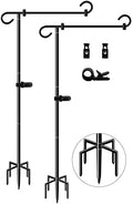 51 Inch Tall Garden Flag Stand Holder with 5 Prong base, Yard Flag Pole Holder for 12x18 Outdoor Small Flag Decor with Two Spring Stoppers and a Tiger clip, 2 Pack by Whoonba