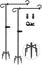 51 Inch Tall Garden Flag Stand Holder with 5 Prong base, Yard Flag Pole Holder for 12x18 Outdoor Small Flag Decor with Two Spring Stoppers and a Tiger clip, 2 Pack by Whoonba