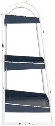 Creative Co-Op Heavily Distressed Navy 3-Tier Metal Tray with White Frame & Rim - Image 6