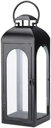 Bdor 16 Inches Metal and Tempered Glass Candle Lantern - Premium Outdoor Lantern, Decorative Lanterns with Handcrafted Design for Patio, Garden & Indoor Decor by Bdor