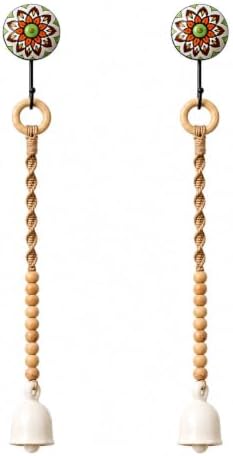 Macrame Wind Chime Wall Hanging Decor with Ceramic Bell Boho by HykeMart