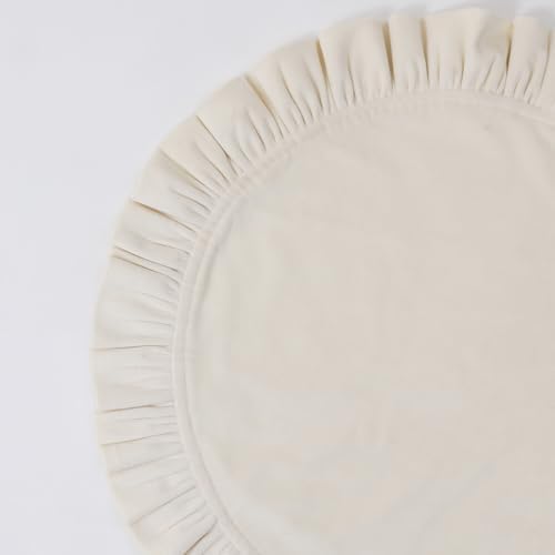 18 Inch Velvet Round Placemat with Ruffle for Dining Table Outdoor Placemats Non-Slip Washable for Gathering, Occasional Decoration and Family Parties Celebrations Set of 4, Beige - Image 5