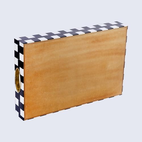 Handicrafts Home Resin Inlay White Decorative Serving Ottoman Tray, 17x11 - Image 7